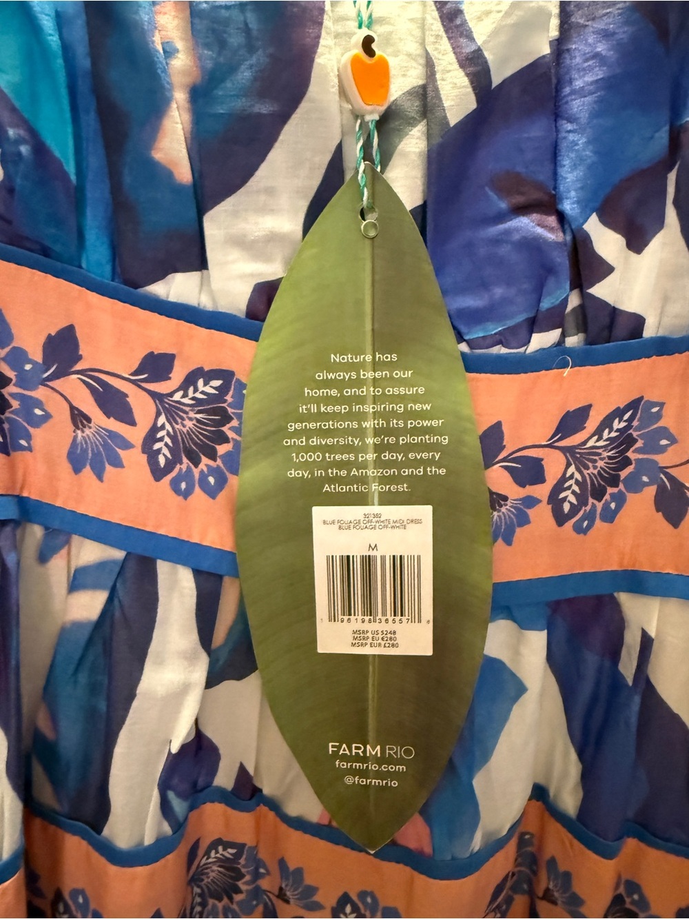 Farm Rio Blue Floral Tiered Midi Dress with Tie Straps - Picture 3 of 3